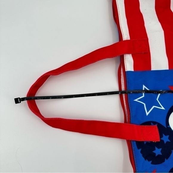 DISNEY Mickey Mouse American Flag Canvas Tote Bag Like New - Picture 10 of 13